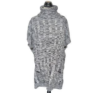 Yingkis Womens Sweater Poncho Medium Turtleneck Chunky Knit Heather Oversized